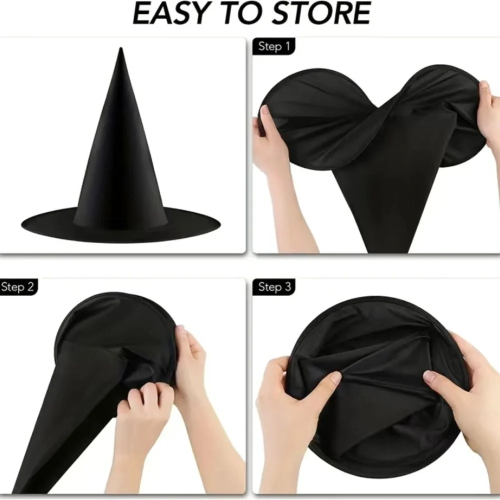 Set of 5 Halloween Black Witch Hat Fall Festival Octoberfest Party Costume